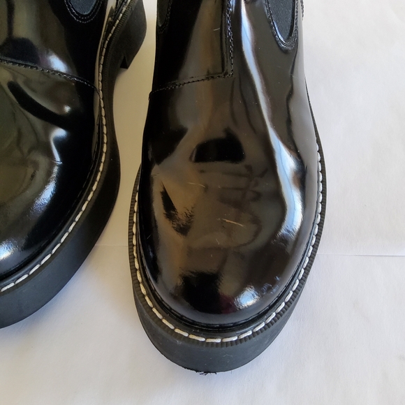 New Pilcro Anthropologie Black Patent Leather Chelsea Ankle Boot - Picture 10 of 14